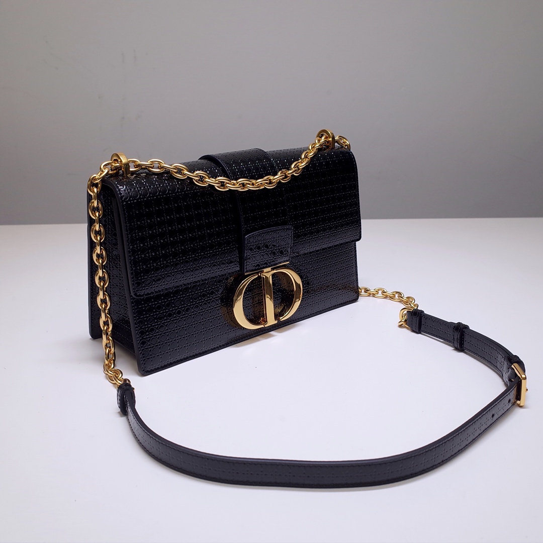 30 Montaigne Chain Bag Black Calfskin